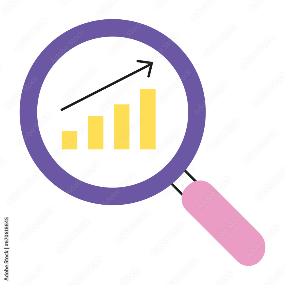 A magnifying glass icon with a graph, representing data analysis, data exploration, data visualization, statistics, analytics, performance, and results. A magnifying glass icon with a graph, representing data analysis, data exploration, data visualization, statistics, analytics, performance, and results.