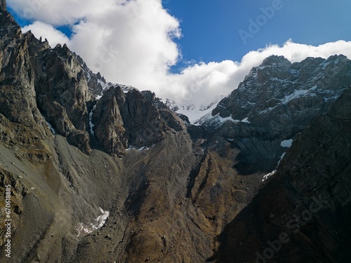 Beautiful shot of a canyon near Mount Chaukhi in the village of Juta, Georgia