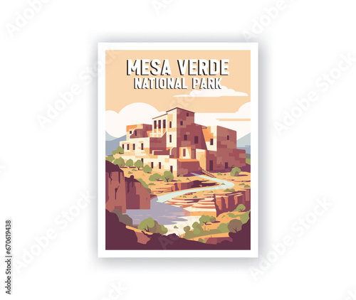 Mesa Verde National Parks Illustration Art.