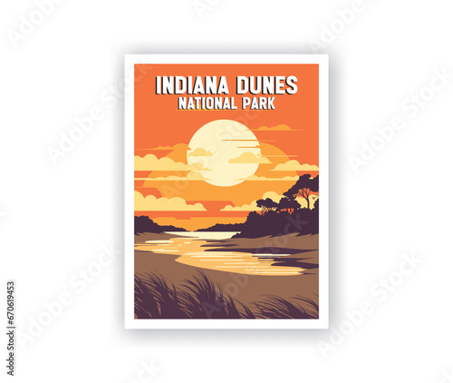 Indiana Dunes National Parks Illustration Art. photo