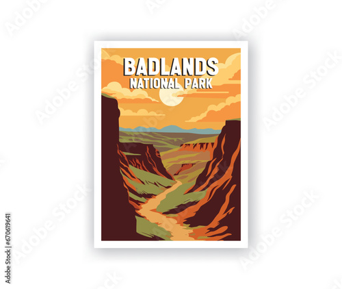 Badlands National Parks Illustration Art. photo