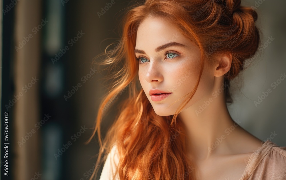 Beautiful young long red headed woman with braids Beautiful young long red headed woman with braids