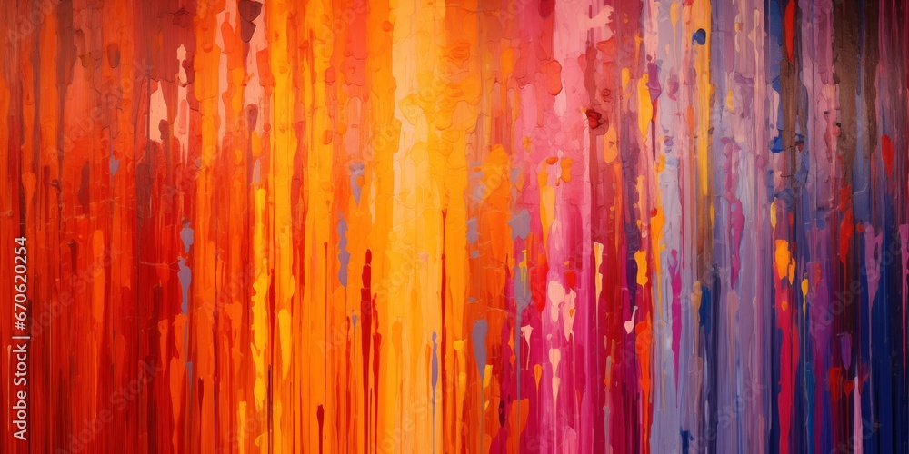 Expansive abstract oil painting on panoramic canvas, featuring a mix of bright and muted colors, with a unique texture and depth, generative ai