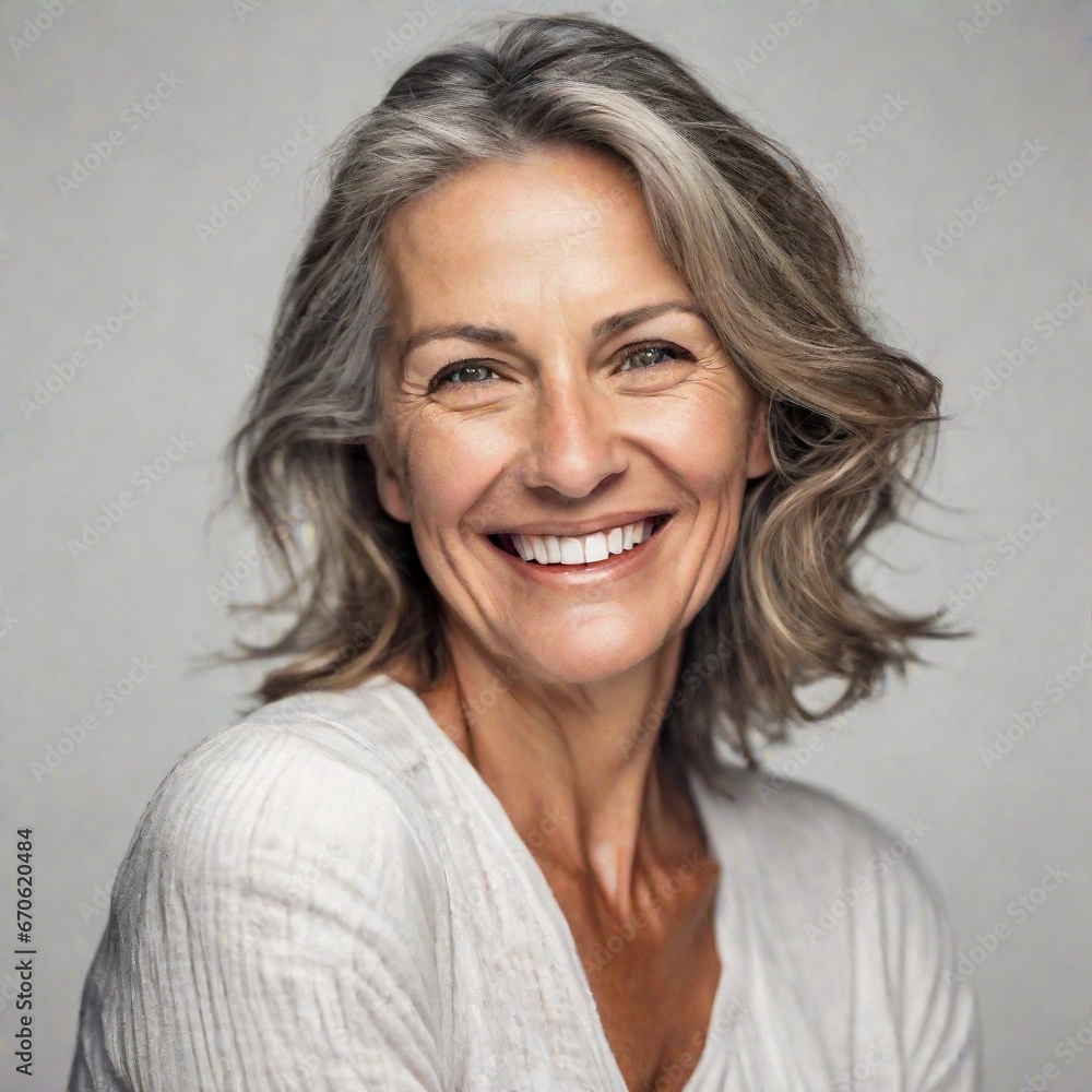 portrait of a smiling beauty healthy woman middle age, enjoying retirement and planing new hobbies fresh face portrait of a smiling beauty healthy woman middle age, enjoying retirement and planing new hobbies fresh face