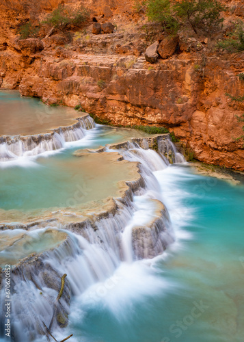 Natural Blue   Turquoise Waterfalls in Grand Canyon USA 