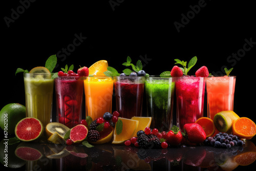 Set of fruit and vegetable and berries juice