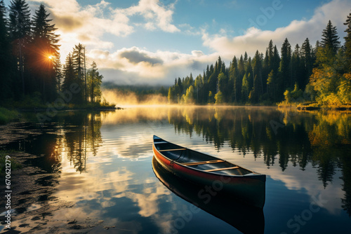 canoe on lake #670621279