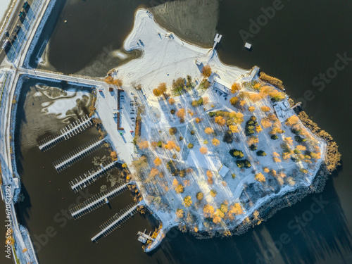 Cityscape view of Finnish town Vaasa, Hietasaari