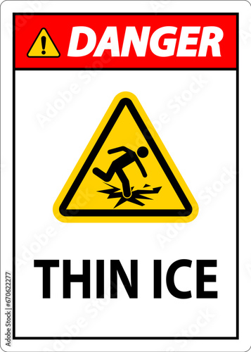 Water Safety Sign Danger - Thin Ice
