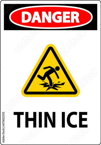 Water Safety Sign Danger - Thin Ice