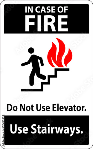 In Case Of Fire Sign Do Not Use Elevators, Use Stairways