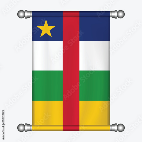 Realistic hanging flag of CENTRAL AFRICAN REPUBLIC pennant