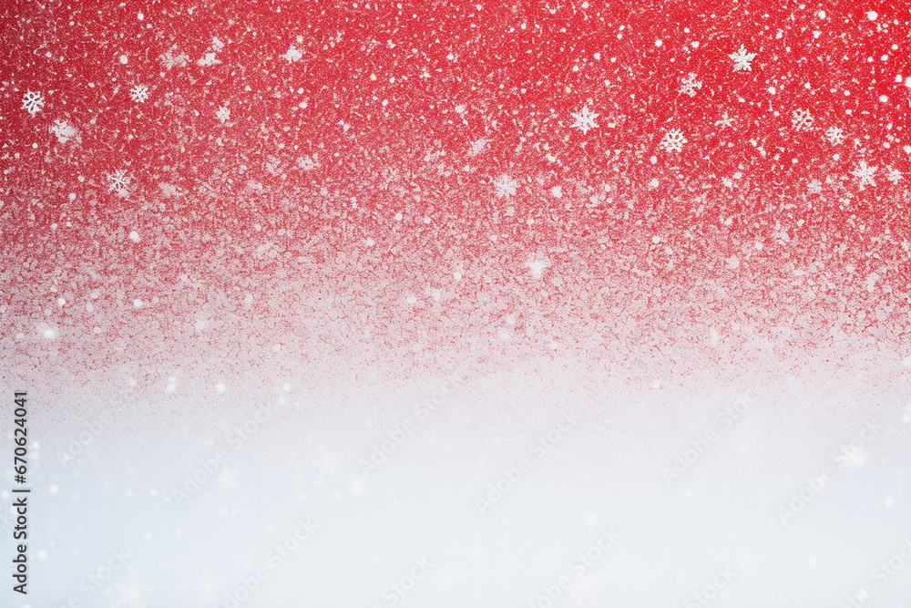 Fondo navideño color rojo nevado y copos de nieve con espacio para texto
