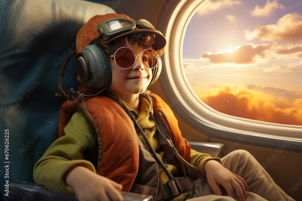 Child traveling on a plane Child traveling on a plane