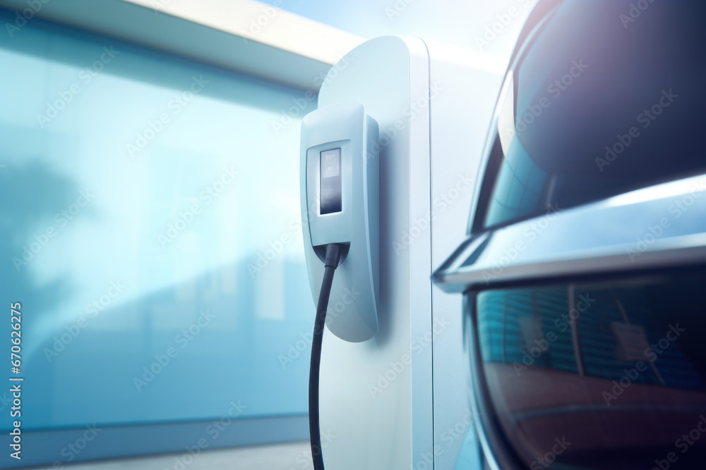 Close up of charging car station Close up of charging car station