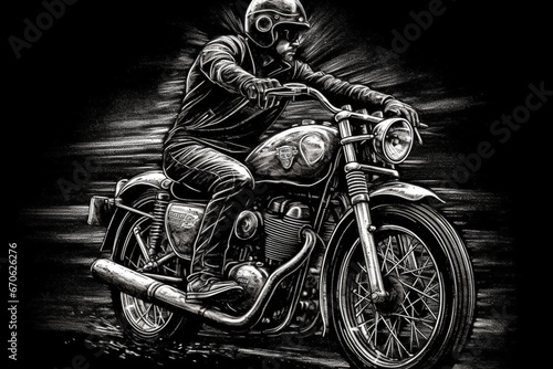 Motor cycle llustration color art grunge vintage retro pattern antique old