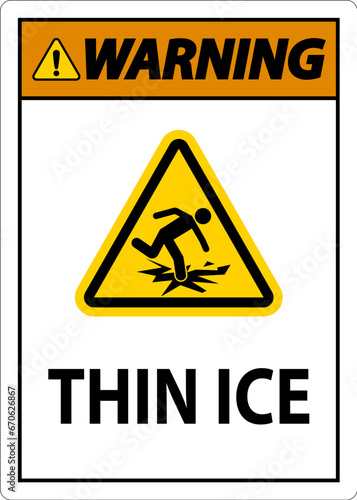 Water Safety Sign Danger - Thin Ice