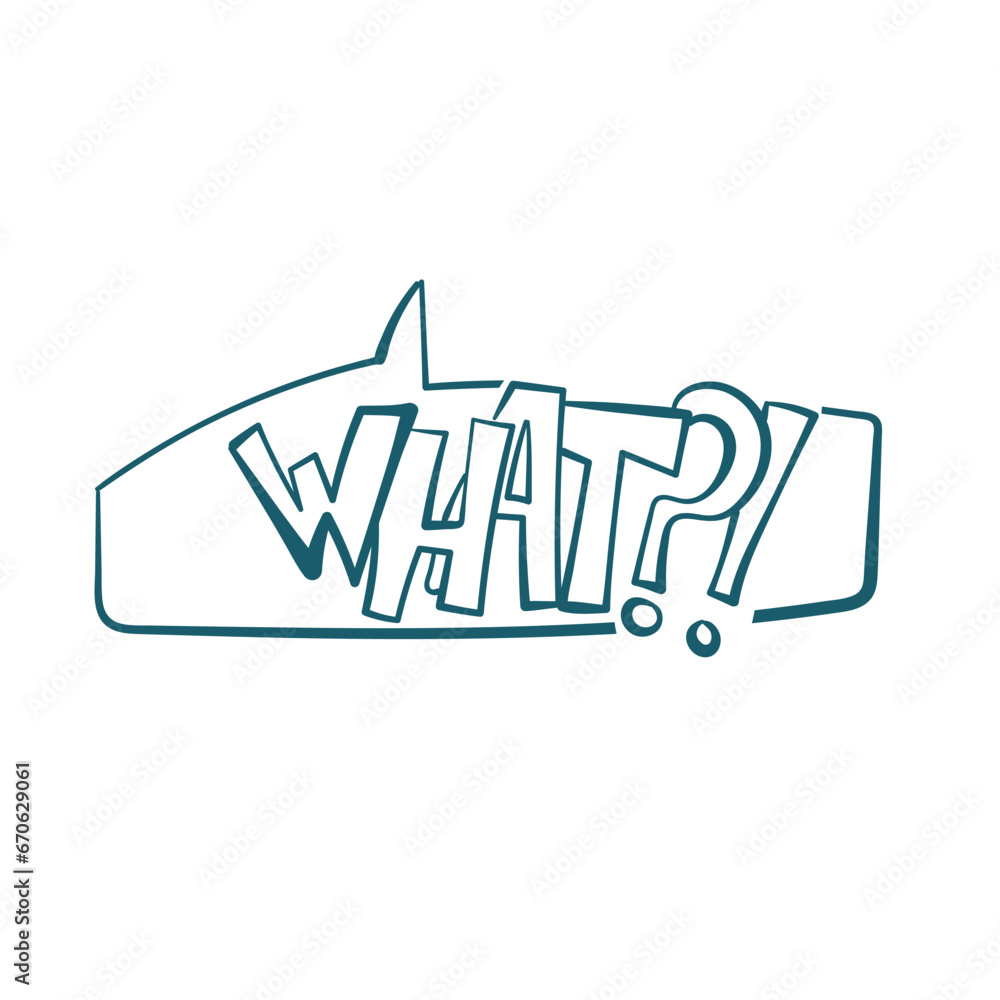 Fototapeta premium what shock question comic pop cloud text emotional speech sound vector hand drawn doodle