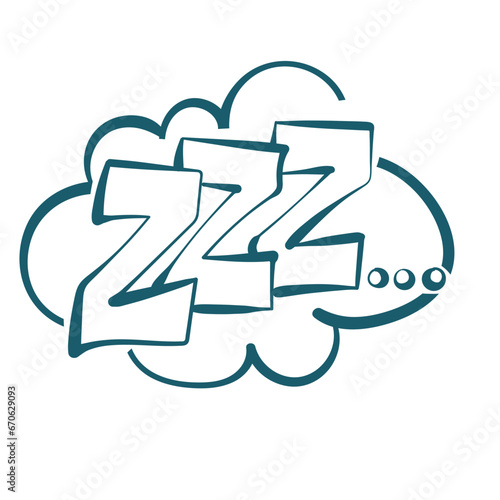 sleep zzz comic pop cloud text emotional speech sound vector hand drawn doodle