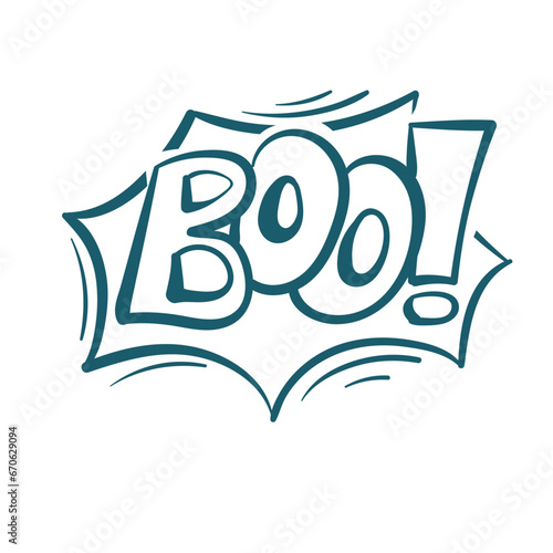 boo scare comic pop cloud text emotional speech sound vector hand drawn doodle