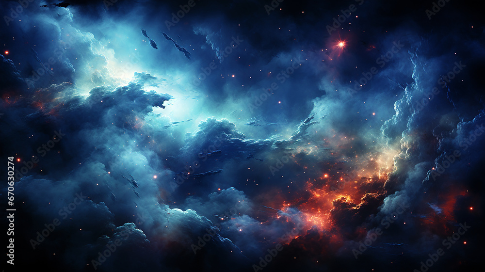 Beautiful space galaxy cloud nebula. Colorful star night cosmos. Universe science astronomy. Supernova background wallpaper. Generative AI