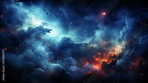 Beautiful space galaxy cloud nebula. Colorful star night cosmos. Universe science astronomy. Supernova background wallpaper. Generative AI © Ibnu