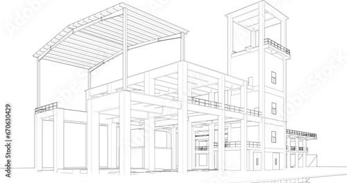 3D illustration of industrial building