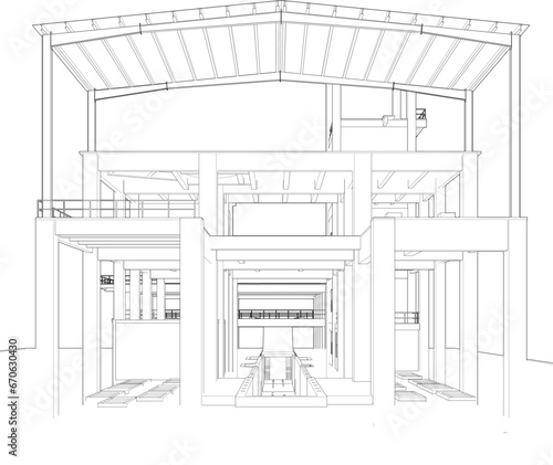 3D illustration of industrial building