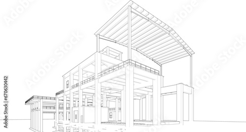 3D illustration of industrial building