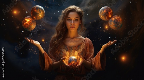 Wallpaper Mural Magic crystal ball in the hands of a girl witch fortune teller, the theme of mysticism, occult and paranormal Torontodigital.ca