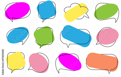 Set of abstract colorful speech bubble on white background. Chat icons vector isolated element. Message vector icons.