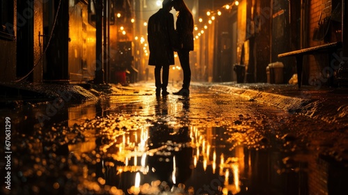 A Couples Reflections In A Puddle Rainy Day, Background Images, Hd Illustrations © ACE STEEL D