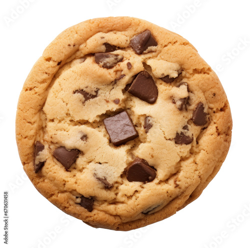 Chocolate chip cookie isolated on a transparent background created with Generative AI technology