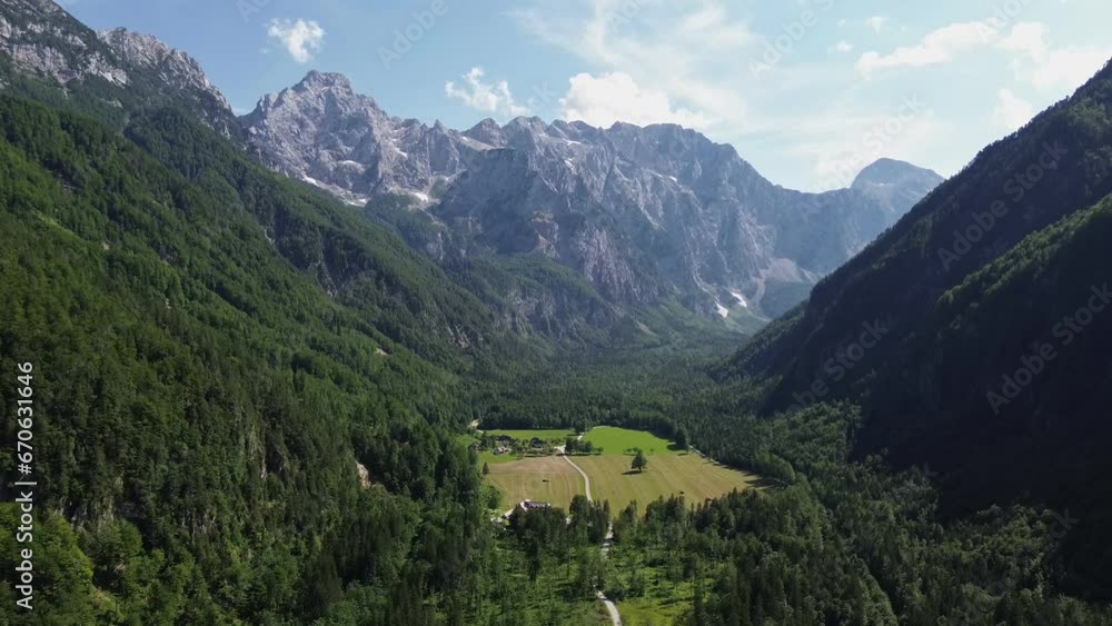 drone video Logar Valley Slovenia europe drone video Logar Valley Slovenia europe