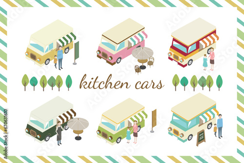 キッチンカー　セット　アイソメトリック