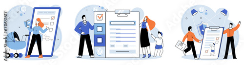 Child benefit. Vector illustration. Financial aid through child benefits supports families in their efforts to raise and protect their children The child benefit concept emphasizes importance