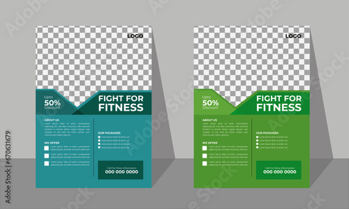 GYM / Fitness Flyer template with grunge shapes. vector 