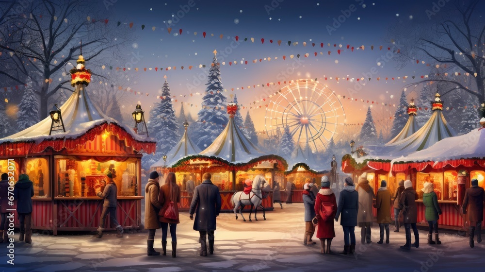 christmas photo of Christmas Market a bustling scene Candy canes christmas photo of Christmas Market a bustling scene Candy canes