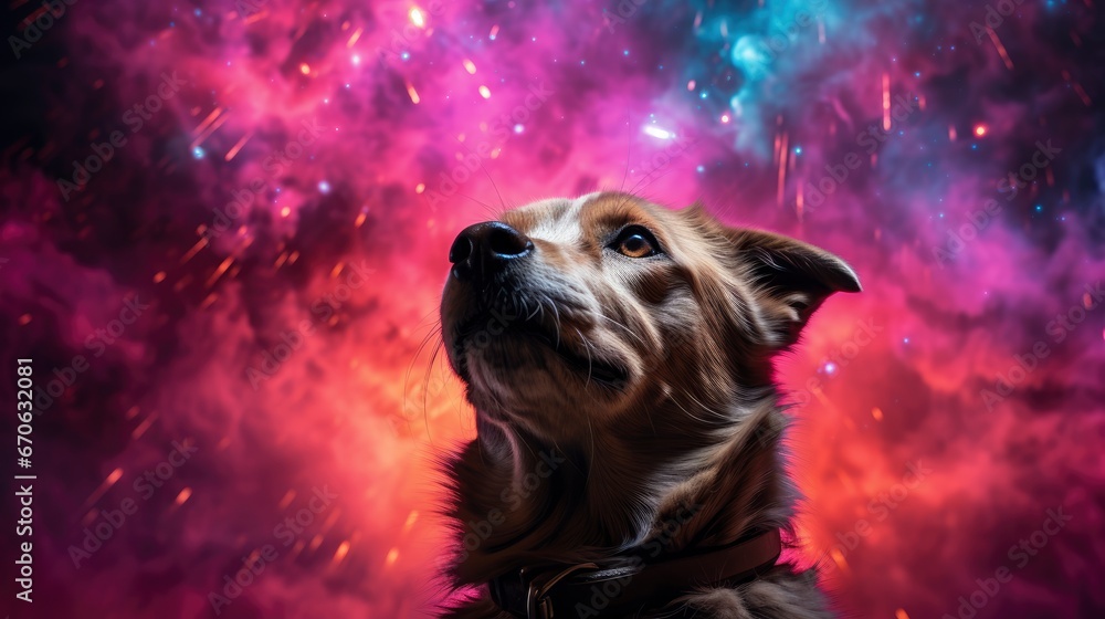 A Dog And Fireworks Creating A Dazzling New Years, Background Images, Hd Illustrations