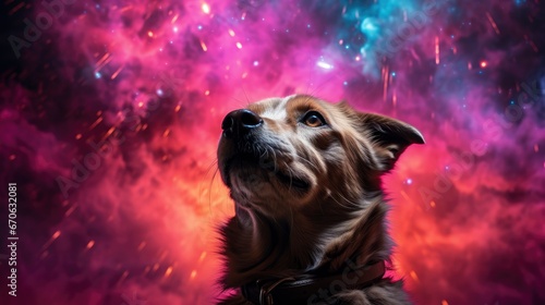 A Dog And Fireworks Creating A Dazzling New Years, Background Images, Hd Illustrations © ACE STEEL D