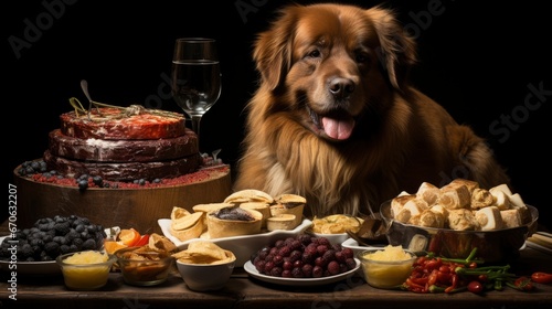 A Dog Enjoying A New Years Feast Feasting Scrumpt, Background Images, Hd Illustrations