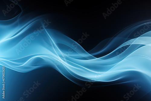 Abstract electric blue light wavy smoke background