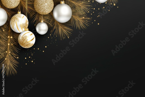 Elegant Gold and White Ornaments on a Black Background Created With Generative AI Technology