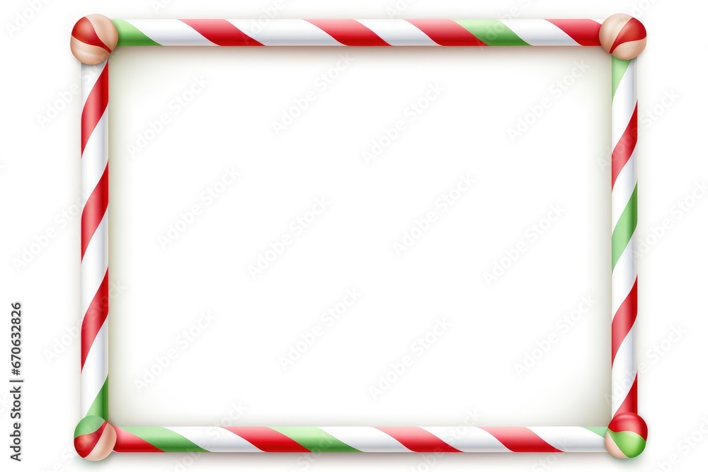 Candy Cane Frame on a Festive White Background Created With Generative AI Technology Candy Cane Frame on a Festive White Background Created With Generative AI Technology