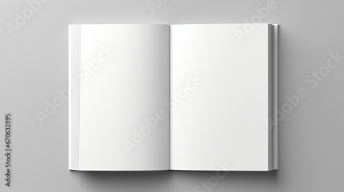 3D Rendering of Opened Blank White A4 Magazine Brochure Mockup 