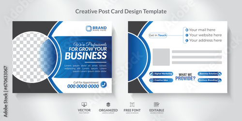 Corporate Business Postcard Design Templat with modern and unique layout.
