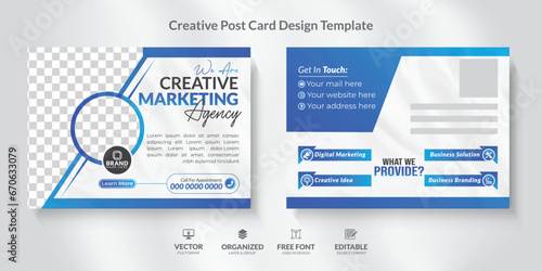 Corporate Business Postcard Design Templat with modern and unique layout.