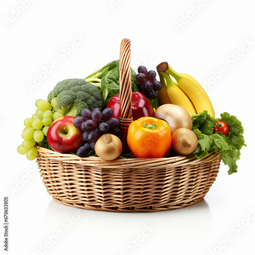 basket of fresh fruits o flat surface