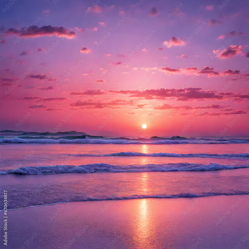 Pink clouds timelapse .  Pink sky background. Pale pink clouds in a bright pink sky. Heaven background. fantasy nature background, sunset on the beach