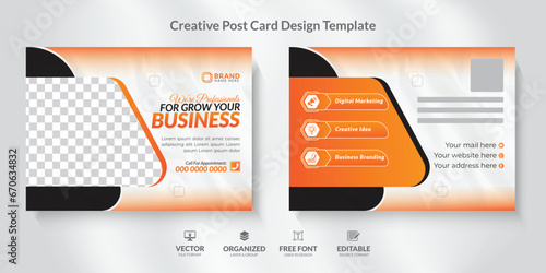 Corporate Business Postcard Design Templat with modern and unique layout.
